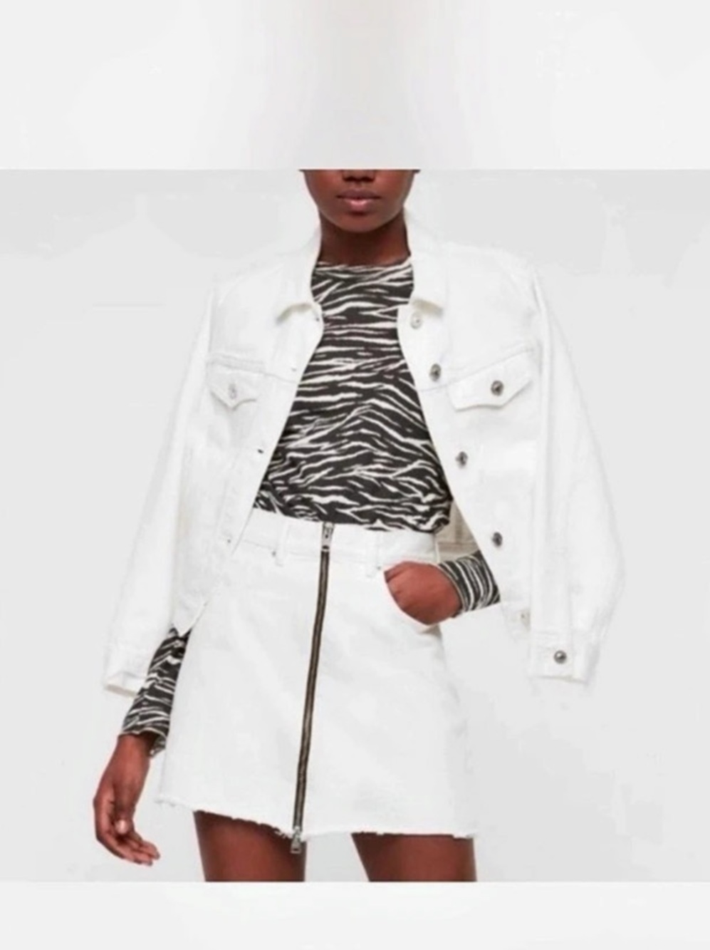 All Saints White Raw Hem Mini Skirt, Size 6